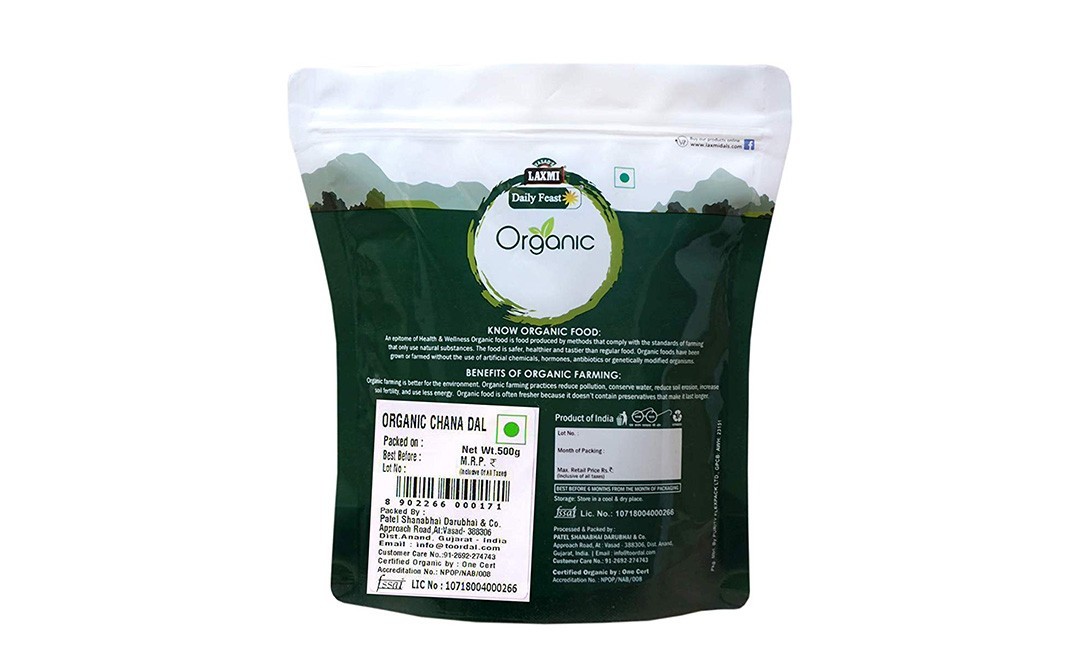 Laxmi Daily Feast Organic Chana Dal    Pack  500 grams